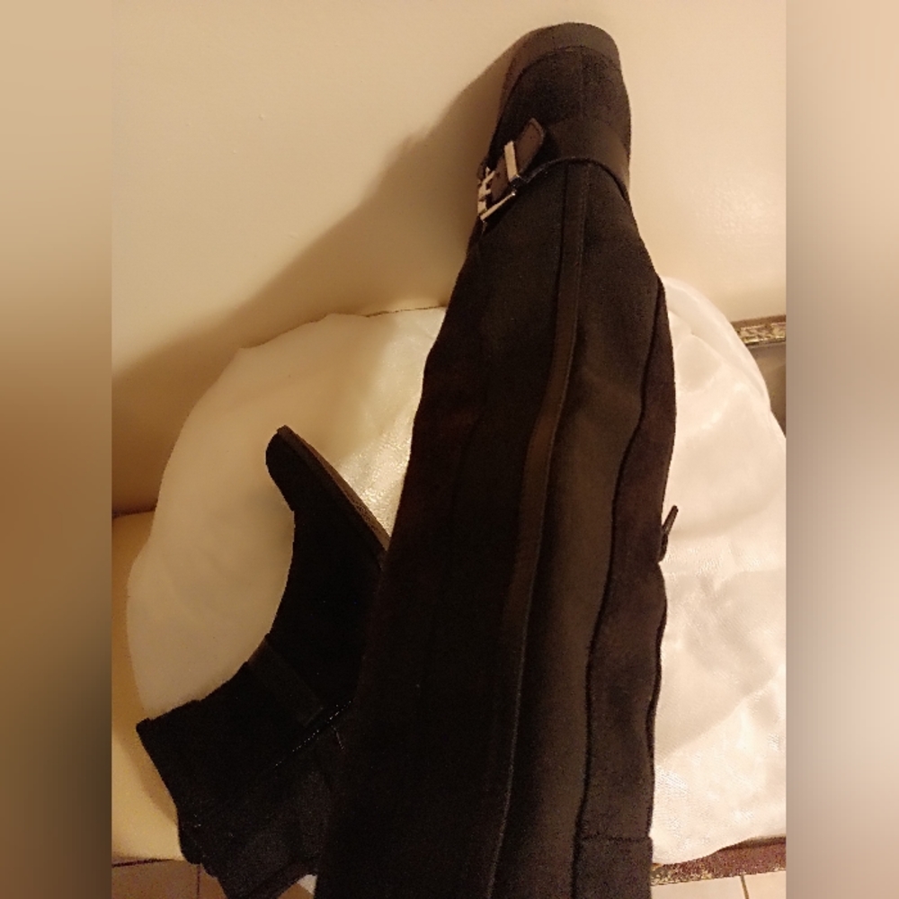 Bar III Dolly 3 knee high black suede like boots size 8.5 western style - Picture 6 of 7